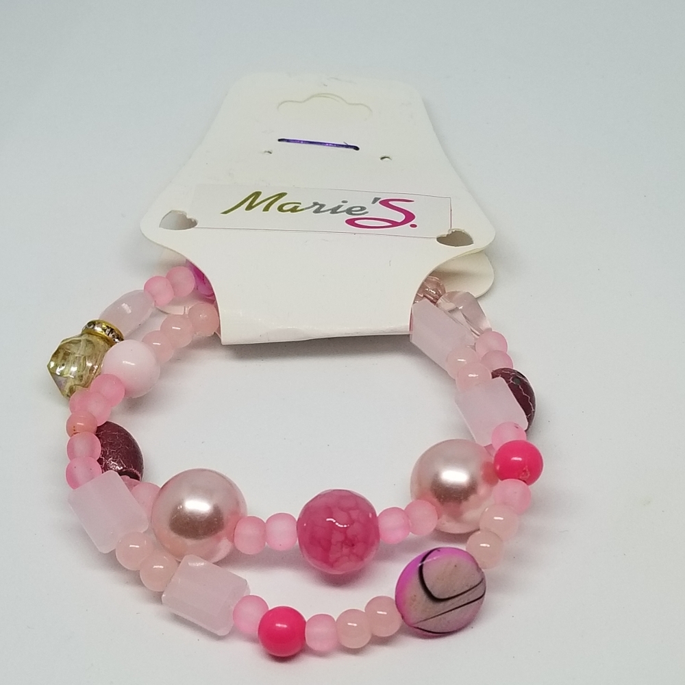 Barbiecore Rose Feminine Bead Bracelet set